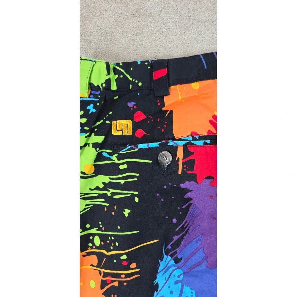 Loudmouth Golf Pants Women's Size 36x23 Paint Splash Splatter Cotton Spandex EUC